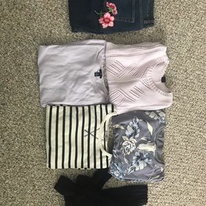 1 pair size 6 jeans with 5 sweaters